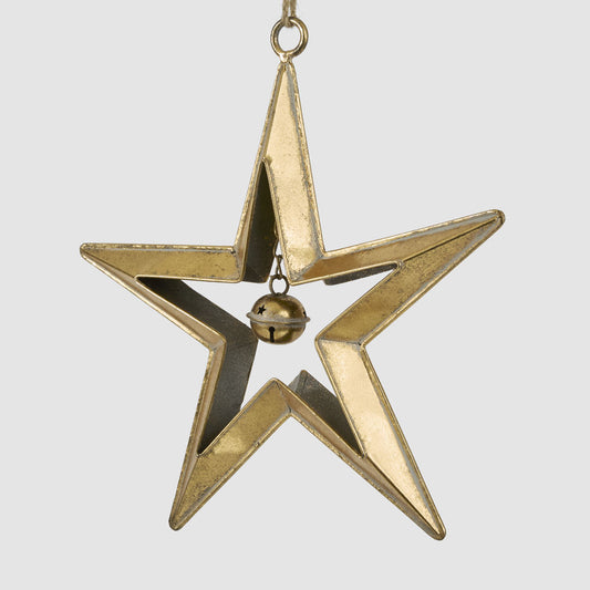 Golden Hanging Star with Bell Large