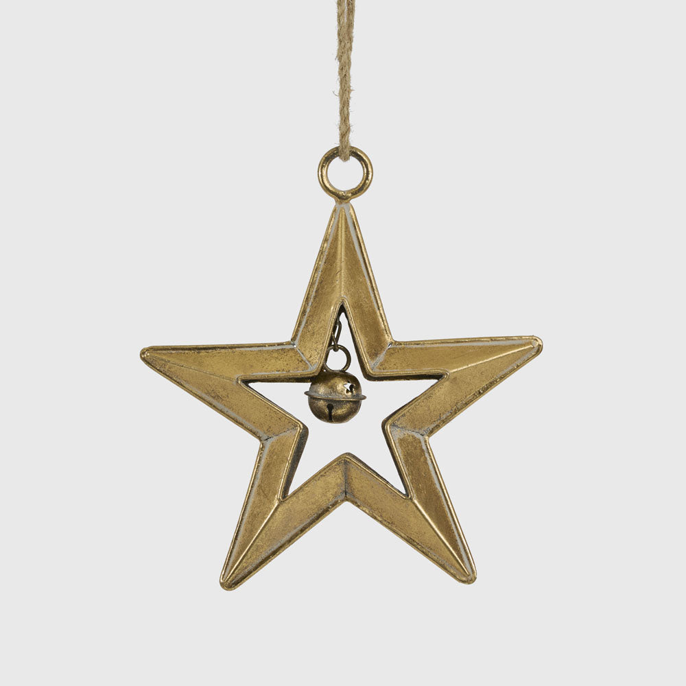 Golden Hanging Star with Bell Small