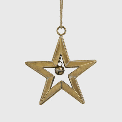 Golden Hanging Star with Bell Small