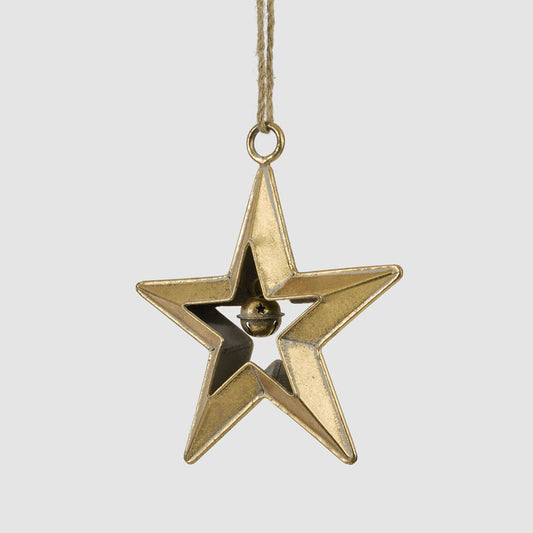 Golden Hanging Star with Bell Small