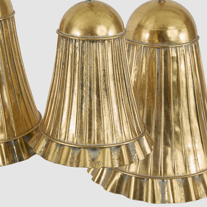 Golden Pleated Bells Set of 3