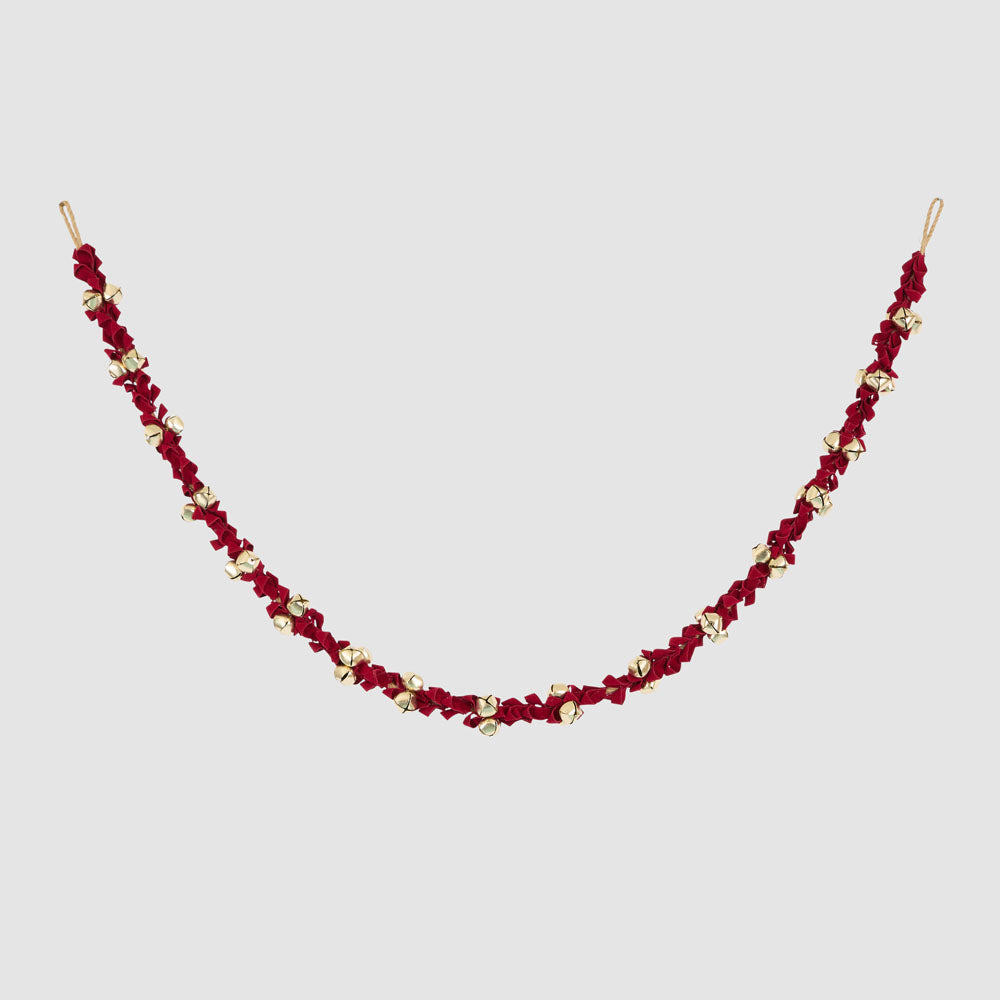 Liberty Red Velvet & Gold Bell Garland