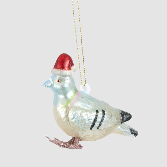 Vintage Robin w Santa Hat Decoration
