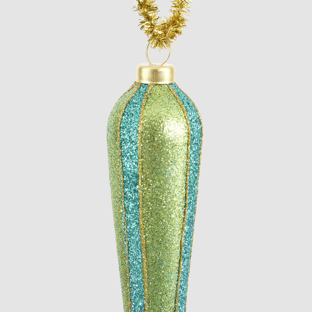 Vintage Stripe Finial Green & Emerald