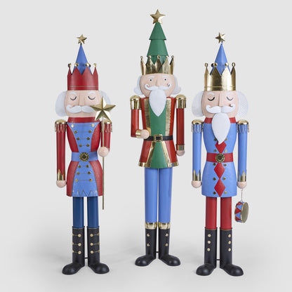 Antique Nutcracker w. Star Staff Blue & Red