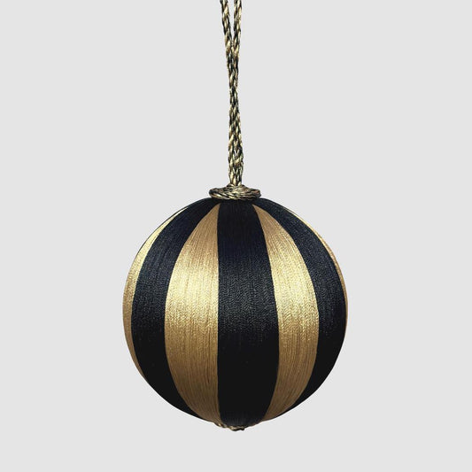 Silk Stripe Bauble Medium Black & Gold