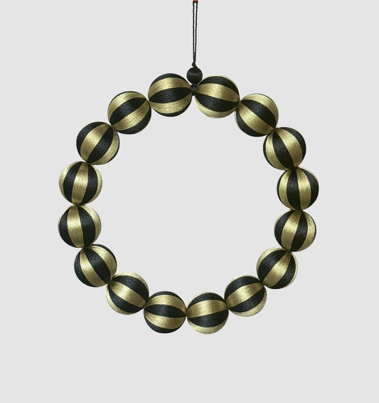 Bauble Wreath Large Black & Gold
