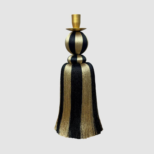 Silk Tassel Candle Stand Black & Gold Large