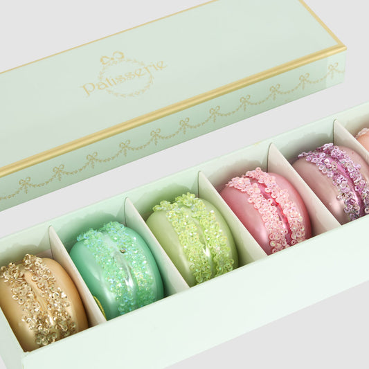 Patisserie Macaroon Decorations Box of 6 Duck Egg Blue