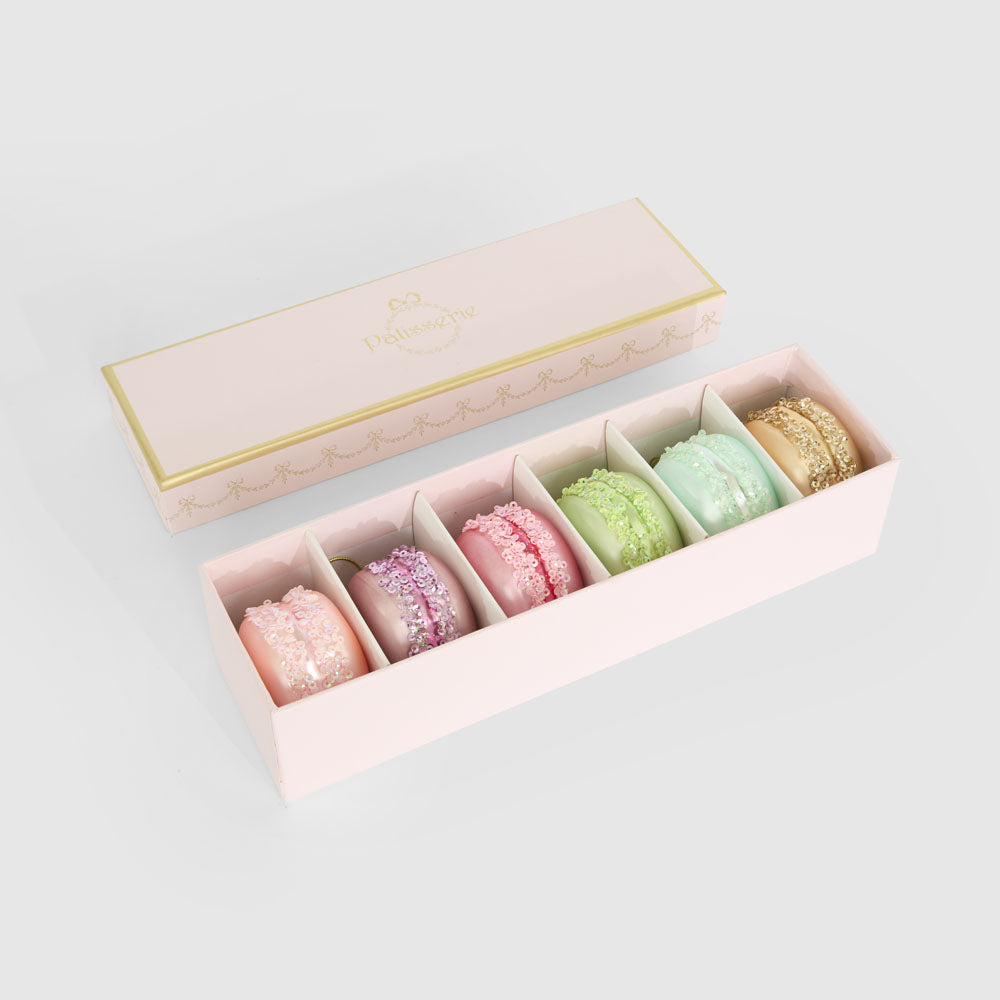 Patisserie Macaroon Decorations Box of 6 French Pink