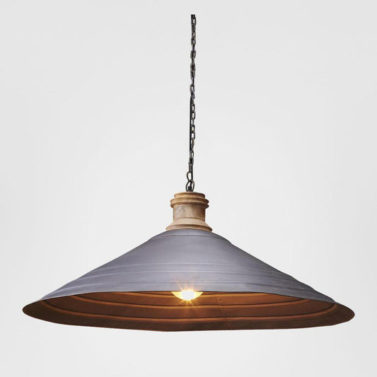 Hudson Ceiling Pendant Matt Grey and Wood