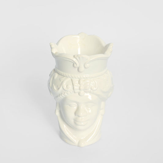 Sicilian Lady Moro Head Ceramic Vase White Small