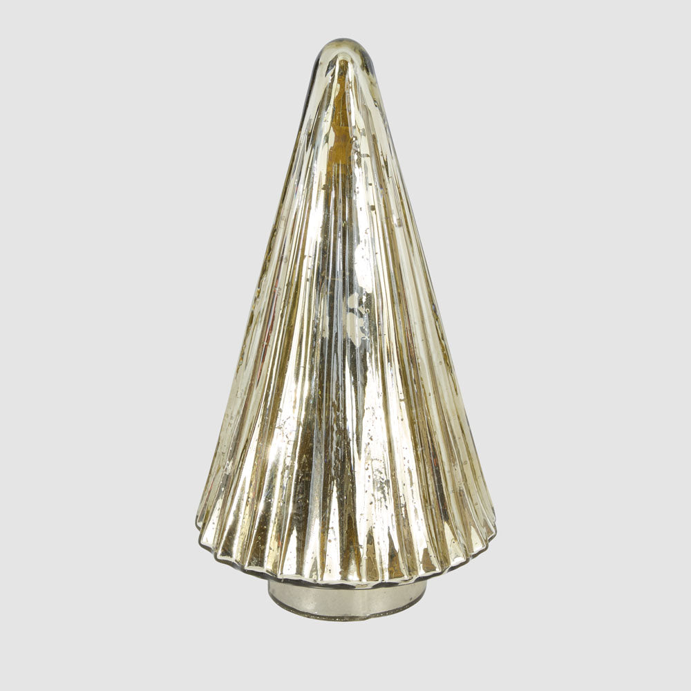 Ridged Glass Cone Tree Gold Large
