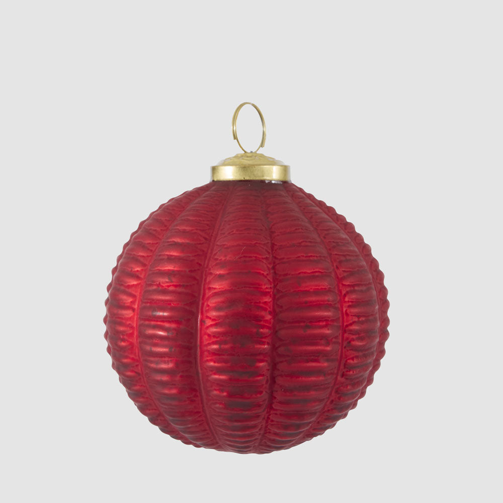 Scarlet Ridged Glass Bauble