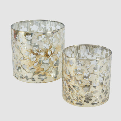 Mercury Floral Glass Candle Holder Small