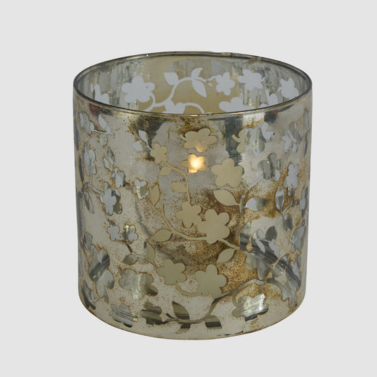 Mercury Floral Glass Candle Holder Large