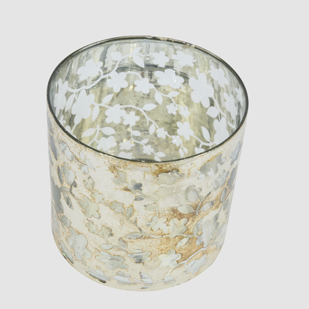 Mercury Floral Glass Candle Holder Large