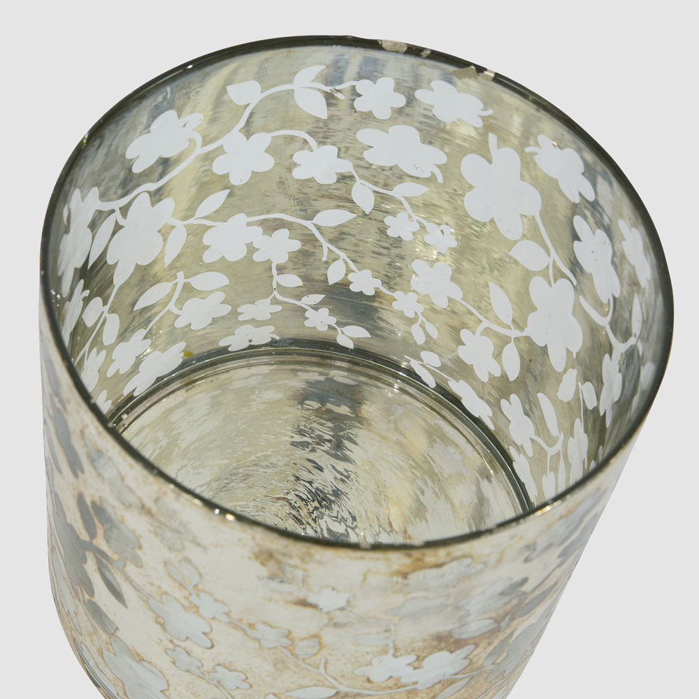 Mercury Floral Glass Candle Holder Large
