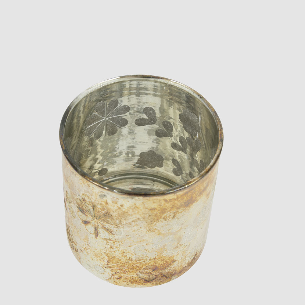 Antique Mercury Glass Candle Holder Small